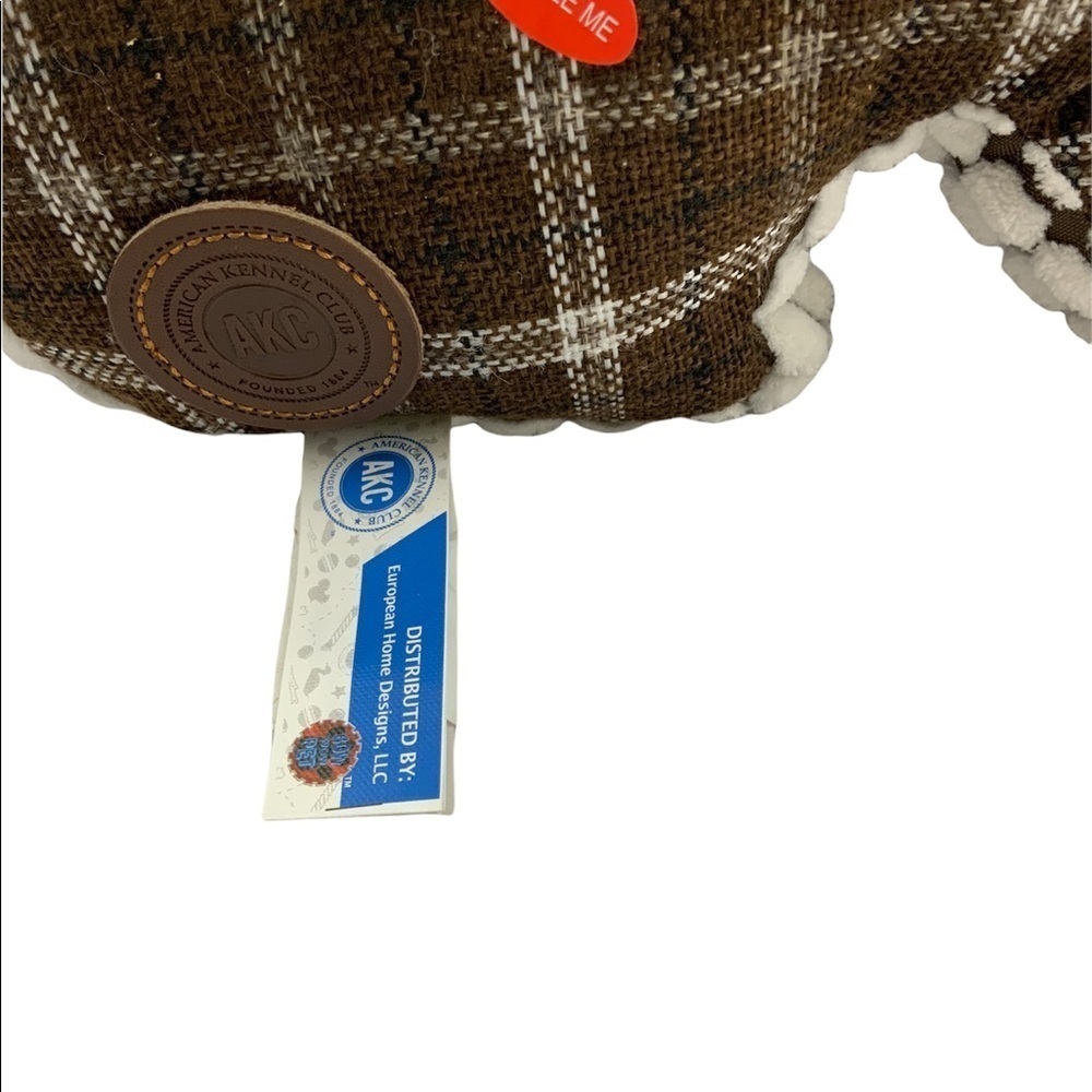 Dog Toss Toy European Home Burlap Bunny Brown White Country Plaid - Picture 6 of 15